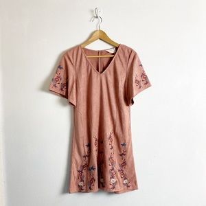 Anthropologie Love Riche Pink Embroidered Dress